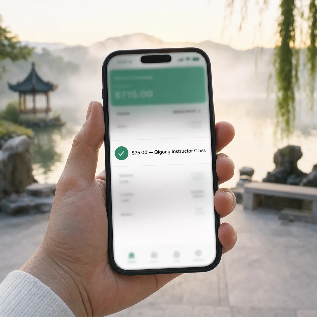 Your first paid session: payment received on the reader's phone